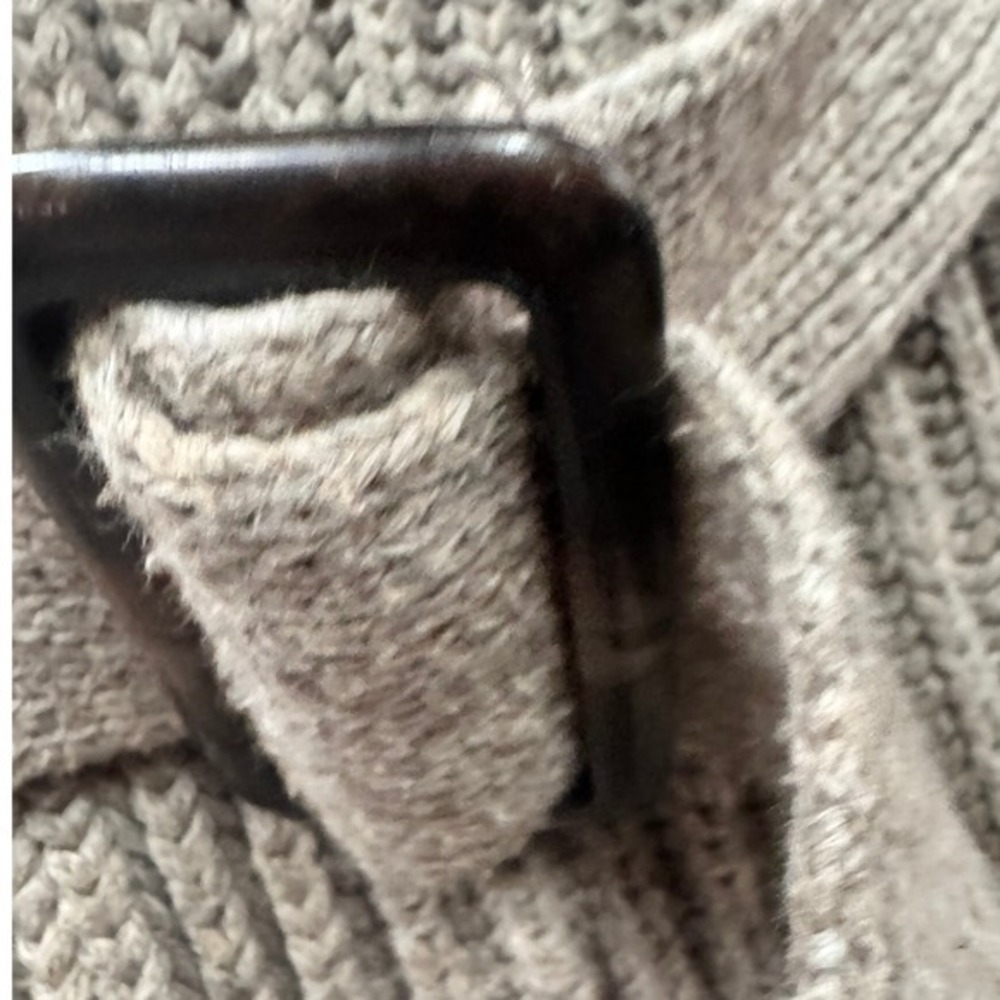 MM LaFleur New York Shawl Collar Ribbed Knit‎ Belted Cardigan Sweater M/L Taupe - Picture 7 of 10